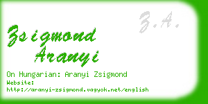 zsigmond aranyi business card